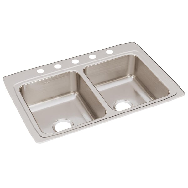 Gourmet Stainless Steel 33 X 22 X 8-1/8 Equal Double Bowl Top Mount Sink